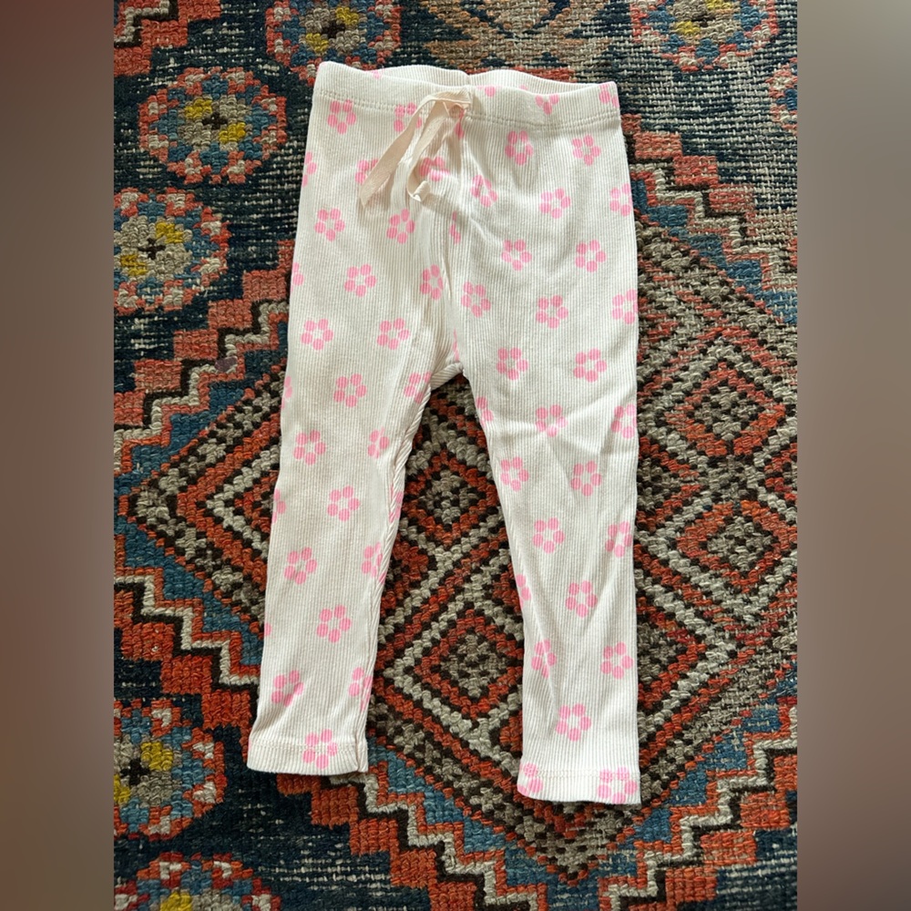 Zara pink floral leggings, 12-18 months